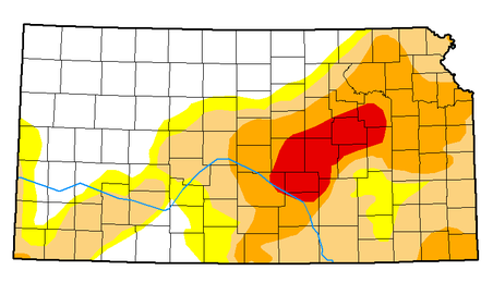 Visual representation of drought in Kansas in 2018