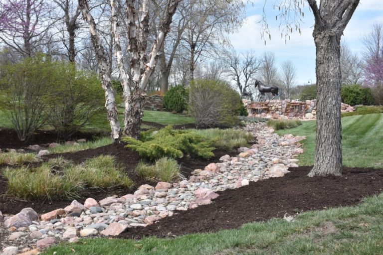 Residential Landscaping with Rocks and Mulch